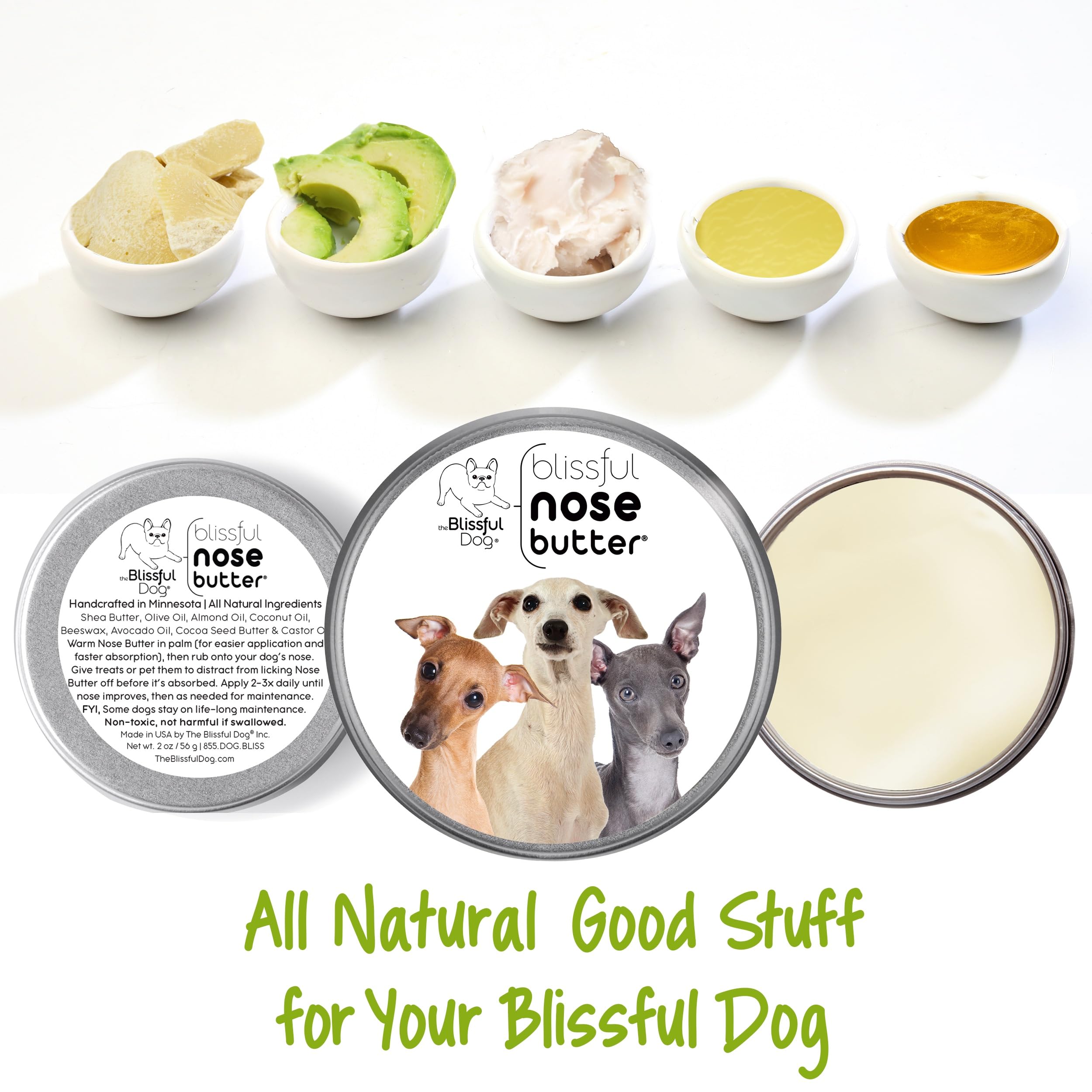 The Blissful Dog Italian Greyhound Unscented Nose Butter - Dog Nose Butter, 2 Ounce